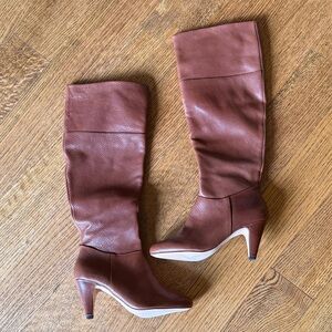 Cynthia Vincent Brown Leather Knee-High Boots with inner zipper. Like new.